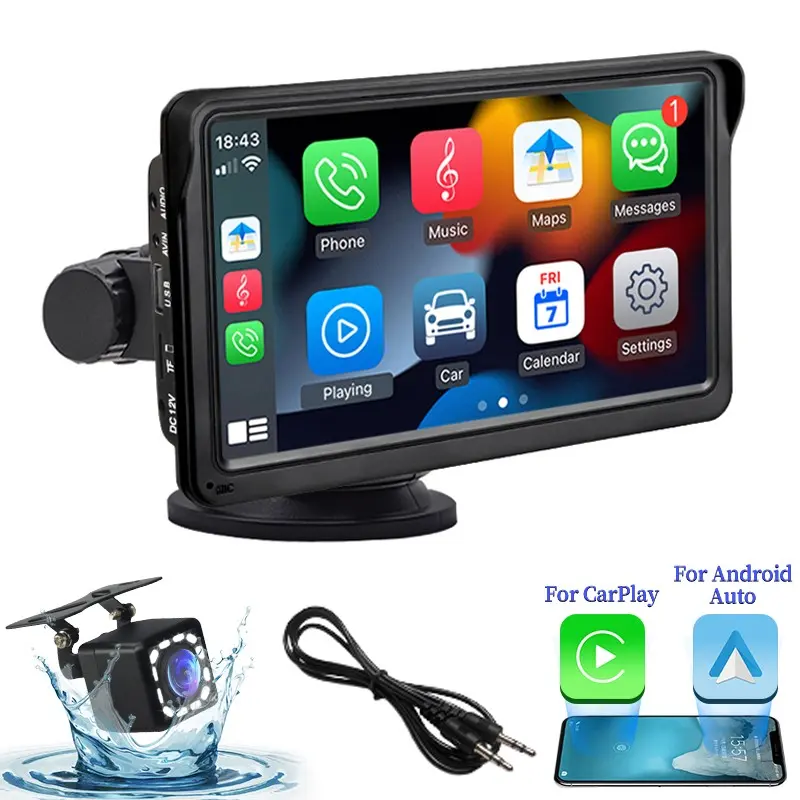 Portable 7 Inch Car Wireless Carplay Touch Screen, Supports Android ...