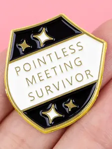 POINTLESS MEETING SURVIVOR  Enamel Brooch Pin, Fashionable Bag Accessory, Durable Zinc Alloy Badge, Suitable for Backpacks Sweaters Hats, Durable Metal Pins