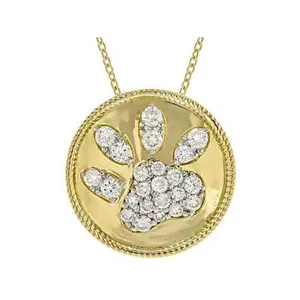 JTV Lab-Grown Diamond G-H VS 18K Yellow Gold Over Silver Paw Print Pendant With Cable Chain 1.00ctw