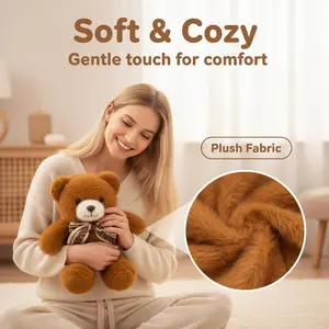 Soft Plush Teddy Bear with Bow, Cute Home Decor Gift, Huggable Bed Pillow, Sofa Cushion, Birthday Christmas Valentine's Day Gift, 12 Inches, Multiple Colors