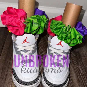 Pink Yellow Purple & Green Tutu Ruffle Socks