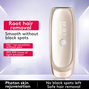 IPL Laser Hair Removal Device with Sapphire Ice-Cooling Technology for Women & Men, Painless & Long-Lasting Hair Remover for Full Body Use at Home, Safe on Face, Bikini Line, Armpits