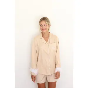 Ecru Satin Feather Springster Pajamas