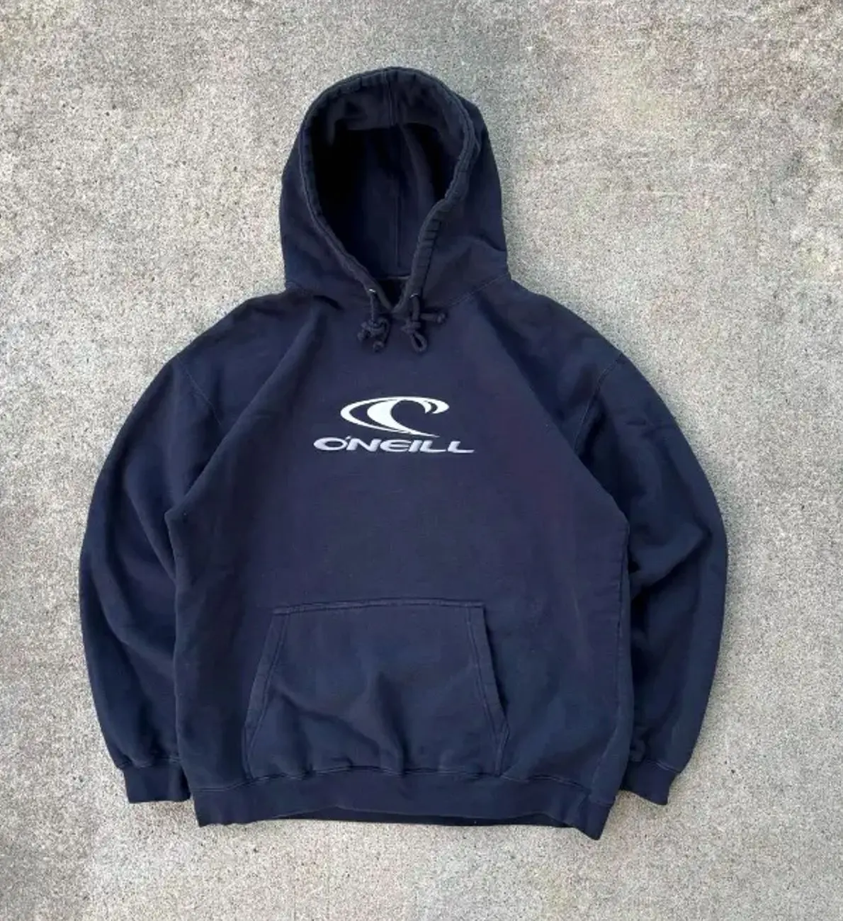 Women's VTG 90s-2000s ONeill Oversized Cotton Graphic Print Hoodie - Surf Wear, Surf Navy, Hoodies for Women, Popular Casual Clothes, 99X