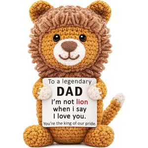 Dad Gifts for Fathers Day from Daughter Son, Handmade Crochet Lion Stuffed Animal Gift, Mini Funny I Love You Gifts for Best Dad Ever Step Bonus Daddy, I'M Not Lion Cool Gifts for Adult Men Birthday