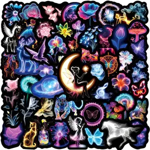 50pcs Neon Colorful Dreamy Animal Stickers, Suitable for Scrapbooks, Diaries, Laptops, Water Bottles, Cars, Etc. A Gift with A Positive Message and A Design Based on Faith.