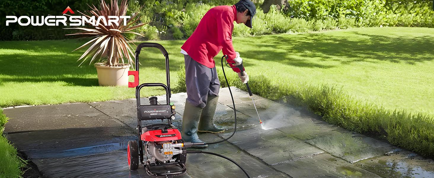 PowerSmart Gas Pressure Washer 3300 PSI, 2.5 GPM, 201cc, 3800W with Onboard Soap Tank, Metal Spray Wand, 5 Nozzle for Cleaning Equipment, Decks, Driveways, Two Story Homes, Paint prep, DB1050