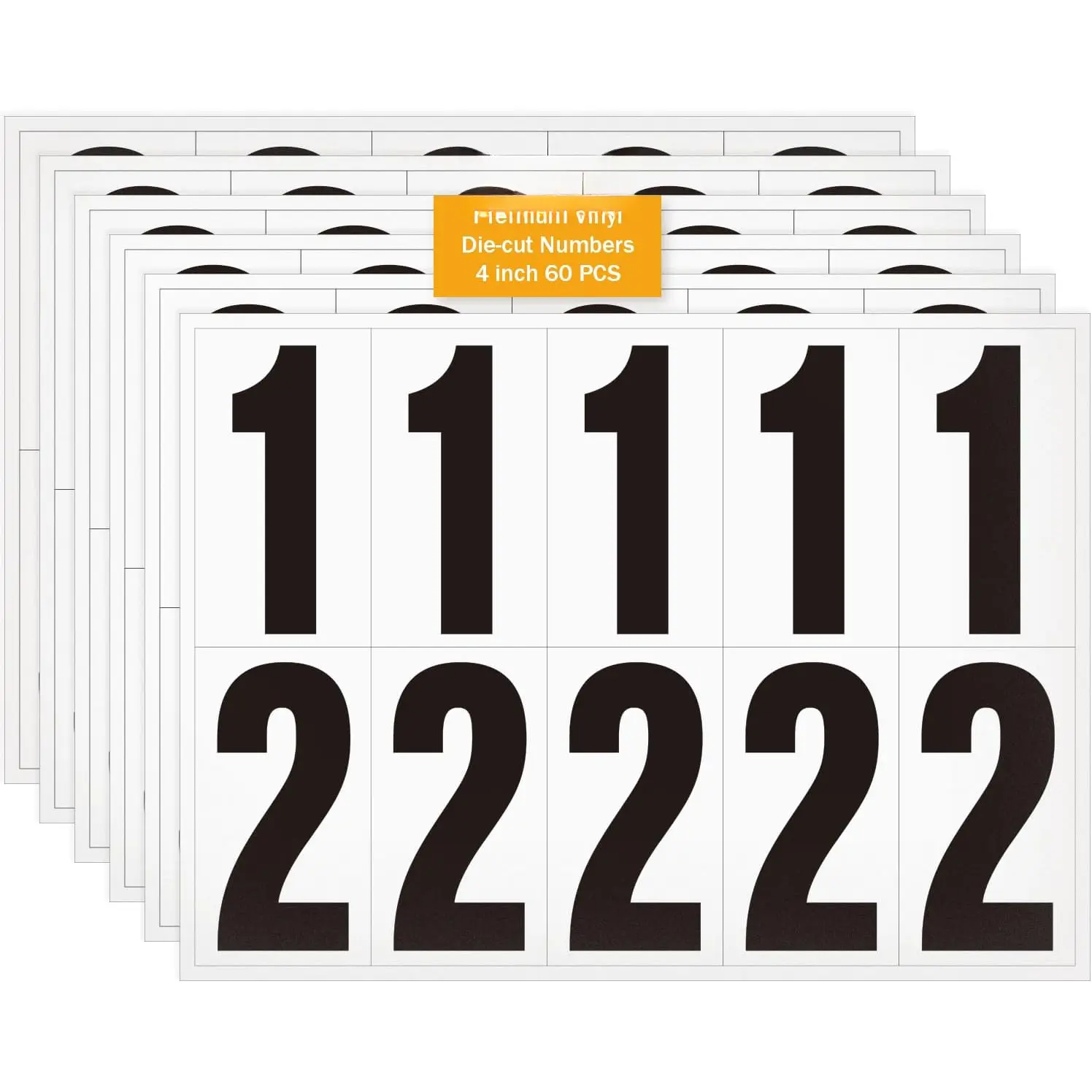 4 inch Self Adhesive Numbers for Mailbox, House Numbers, Reflective Mailbox Number, Trash Cans Number, for Outside, 60 count (Black/White)