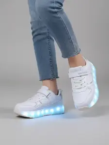 LED Light-Up Roller Skates, Adjustable PU Leather Wheels, USB Rechargeable, All-Season Casual Shoes for Boys and Girls, Sneakers Shoes