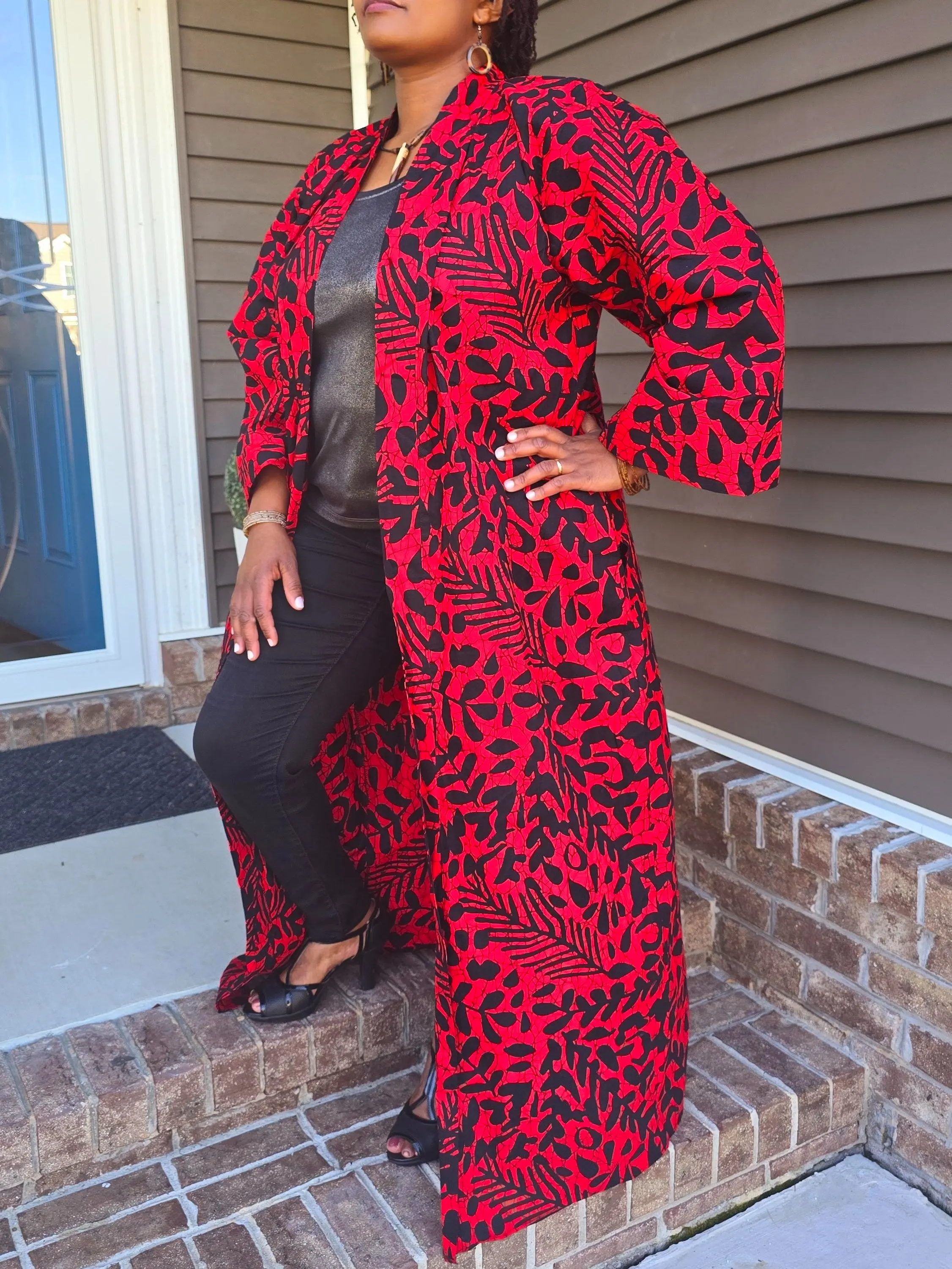 African Print Ankara Long Kimono with Belt One Size Fits All Authentic Pure Cotton Vibrant Colors Free Size Design Machine Washable
