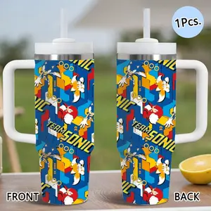 PIKPAKA Sonic Pattern Vacuum Flasks 40oz Stainless Steel Tumbler with Handle & Straw, Vacuum Insulated Travel Mug Keeps Drinks Cold Up to 12 Hours, Leak-Resistant Cup for Iced Coffee, Water, Office, Gym or Travel