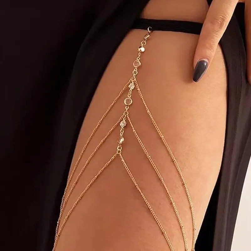 Multi-Layer Chain Tassel Pendant, Sexy Leg Chain Jewelry, Elastic Body Chain Body Jewellery Accessories, Suitable for Women & Girls, All Seasons Wear, Adjustable Jewelry, Adjustable Waist Chain, Wearable Jewelry, Body Chain Accessory