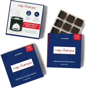 Nag Champa Incense Bricks Refill Pack (3 x 9 Bricks) by Aromafume | Ideal for Spirituality | Made with Sandalwood, Jasmine, Ylang Ylang & Champa Flower | Natural, Low Smoke, Non-Toxic Incense Bricks