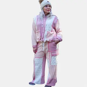 The Haven Quilted Lounge Set Pink Cozy Quilted Design Soft Pink Hue for Relaxation Comfortable Lounging Experience with Quilted Design and Pink Color Cotton Material