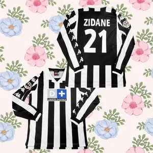 99-00 Juventus Home Retro 21 Zidane Long Short Sleeve Jersey