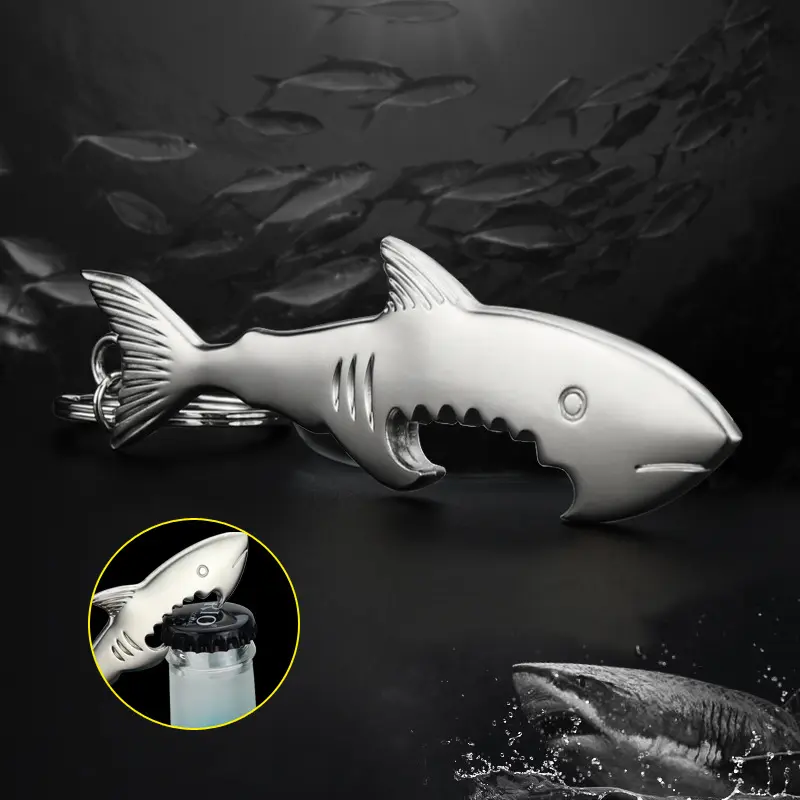Shark Shaped Bottle Opener Keychain - Unique Design for Everyday Use - Secure Attachment - Fun and Practical Accessory
