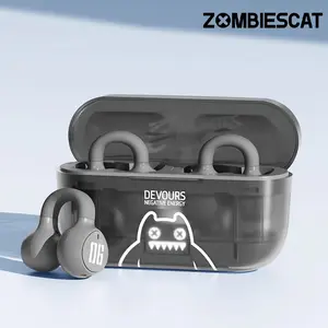 ZOMBIESCAT MGM-004 Clip-On Wireless Headphones with Bluetooth 5.3, Noise-Canceling Earbuds with Microphone, Cool Lighting Effects, Lightweight and Refined Design, Secure Fit for Sports, Audio Wireless Headsets for Music & Phone Calls
