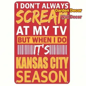 Kansas City Chiefs Football Wall Art 8x12 Inch Aluminum Metal Sign Vibrant Red Yellow Team Home Office Bar Garage Durable Decor Craft