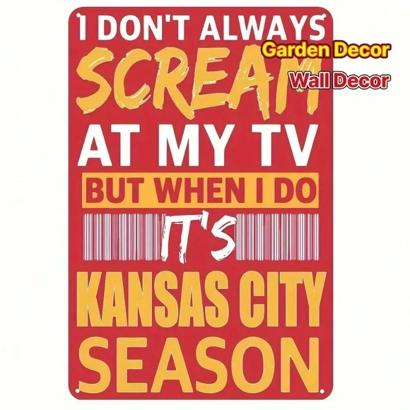 Kansas City Chiefs Football Wall Art Decorative Wall Sign 8x12 Inch Aluminum Metal Sign Vibrant Red Yellow Team Home Office Bar Garage Durable Decor Craft Home Decoration Novelty Decor Decor Signs