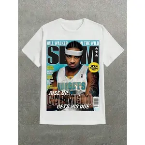 Carmelo Anthony - Magazine - Style Graphic Tee,Casual Digital Print  Pure Heavy Cotton T Shirt ,235g Cotton T-Shirt,For Going Out,Gift,Summer,Unisex