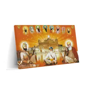 Baba Deep Singh Ji Met Alle Tien Sikh-goeroes En Gouden Tempel in Amritsar Art Poster1Wall Art Canvas Print Bedroom Living Room Decor