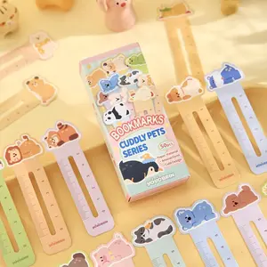 Cute Pet Pattern Bookmark, 50pcs/box Colorful Lovely Pet Image Bookmark, Reading Mark Ruler, Reading Marker, Book Accessories, Gift for Book Lovers