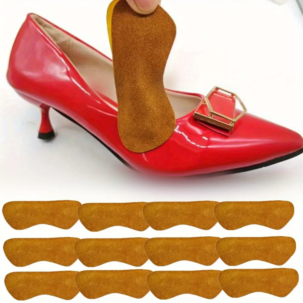 6 Pair Premium Leather Heel Grips Liner Cushions Inserts for Shoes Too Big, Heel Pads for Heel Pain, Filler Protect Improved Women Men Shoe Fit and Comfort