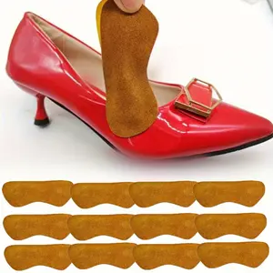 6 Pair Premium Leather Heel Grips Liner Cushions Inserts for Shoes Too Big, Heel Pads for Heel Pain, Filler Protect Improved Women Men Shoe Fit and Comfort