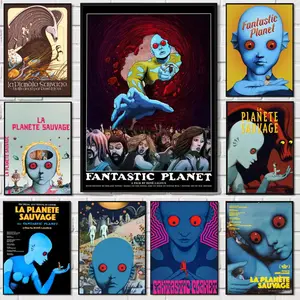 Fantastic Planet La planete sauvage Poster Sticky Waterproof Wall Art High Quality Print Aesthetic Home Living Bedroom Decor Trendy Room Decoration Easy-To-Apply Gift Durable Multiple Sizes, High Definition, Easy to Apply & Clean
