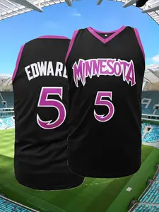 High-Quality #5 Stitched Basketball Uniform, Comfortable Sleeveless Vest,Round Neck Breathable Basketball Jersey, Loose Fit Casual Sportswear, All Seasons Unisex, Breathable Athletic Top