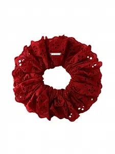 Red Eyelet Lace Scrunchie