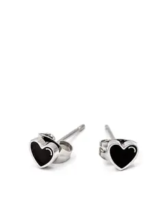 Black Heart Micro Stud Earrings