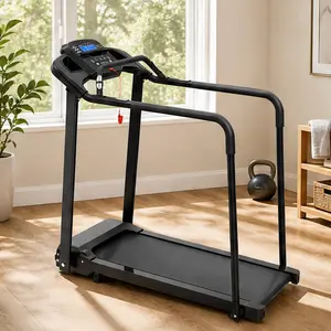 ARCH Walking Pad Treadmill for Seniors, Foldable Compact Exercise Machine with Long Safety Handrail, Large LED Display, 300 Lbs Capacity, Steel Frame, Black, for Home Indoor Walking Jogging Fitness, Black Color Options, Steel Material