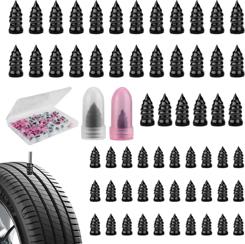 FAOGO 60 PCS Vacuum Tire Repair Screws Kit. Heavy Duty Self-Sealing Tire Plugs & Screw-in Rubber Nails. Quick Self-Service Puncture Repair Tool for Car, Motorcycle, Truck, SUV, ATV & Tractor. Fast Emergency Flat Fix.