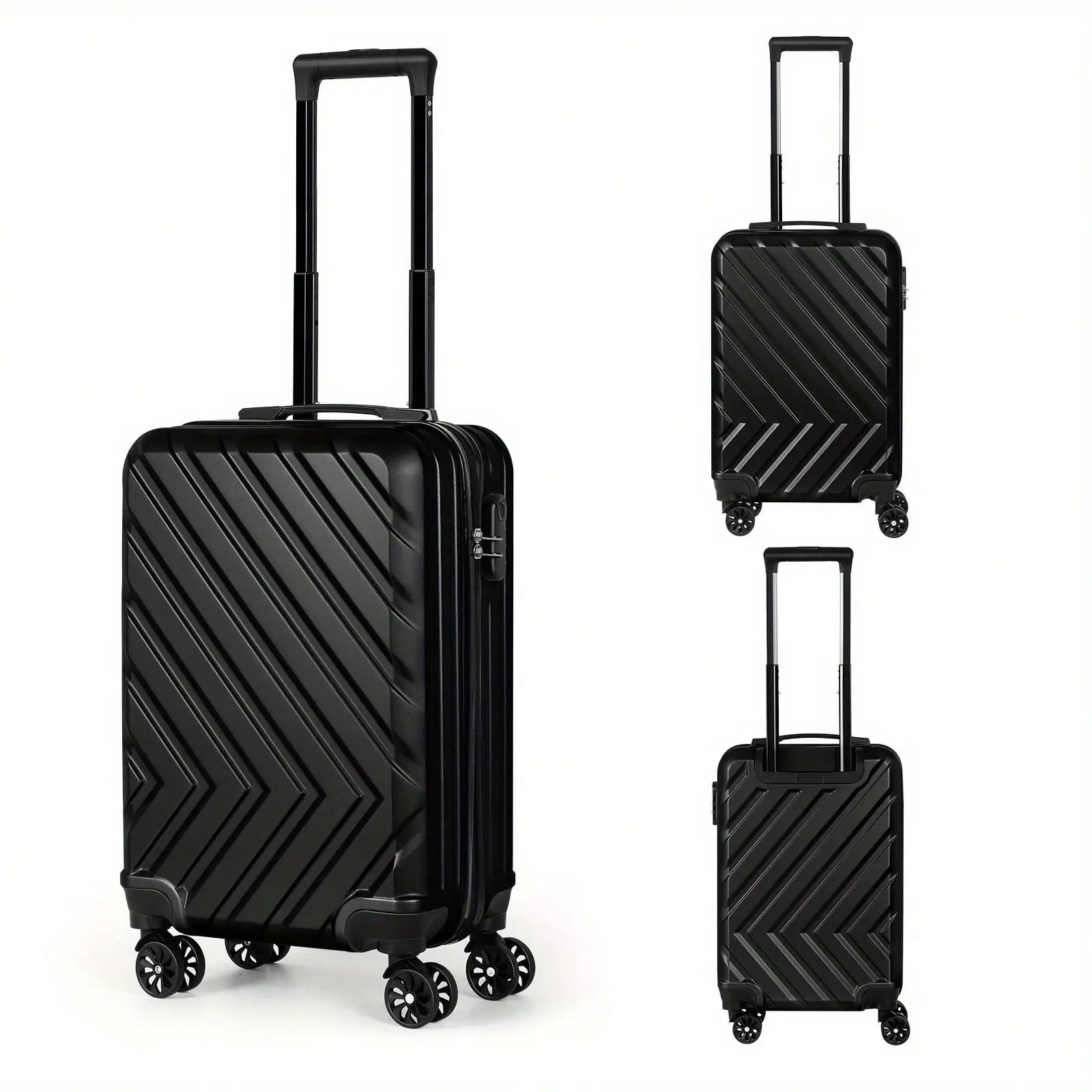 20-Inch ABS Hardshell Carry-On Luggage, Spinner Wheels Suitcase with TSA Lock, Lightweight Travel Case for Business Trips, Vacations & Cruises, Black