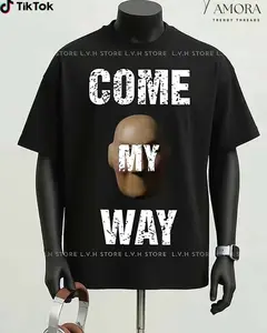 M-TP "Come My Way" Graphic Tee - Oversized Heavyweight Cotton T-Shirt with Wooden Mask Art Back Print M