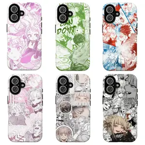 MHA Ochaco & Deku Manga Print Smartphone Case - Shockproof Anime Collage Aesthetic Shell for iPhone 11 12 13 14 15 16 17 Air Pro Max Plus Mini | Zero Gravity Core Cute Couple Vibe Protective Back