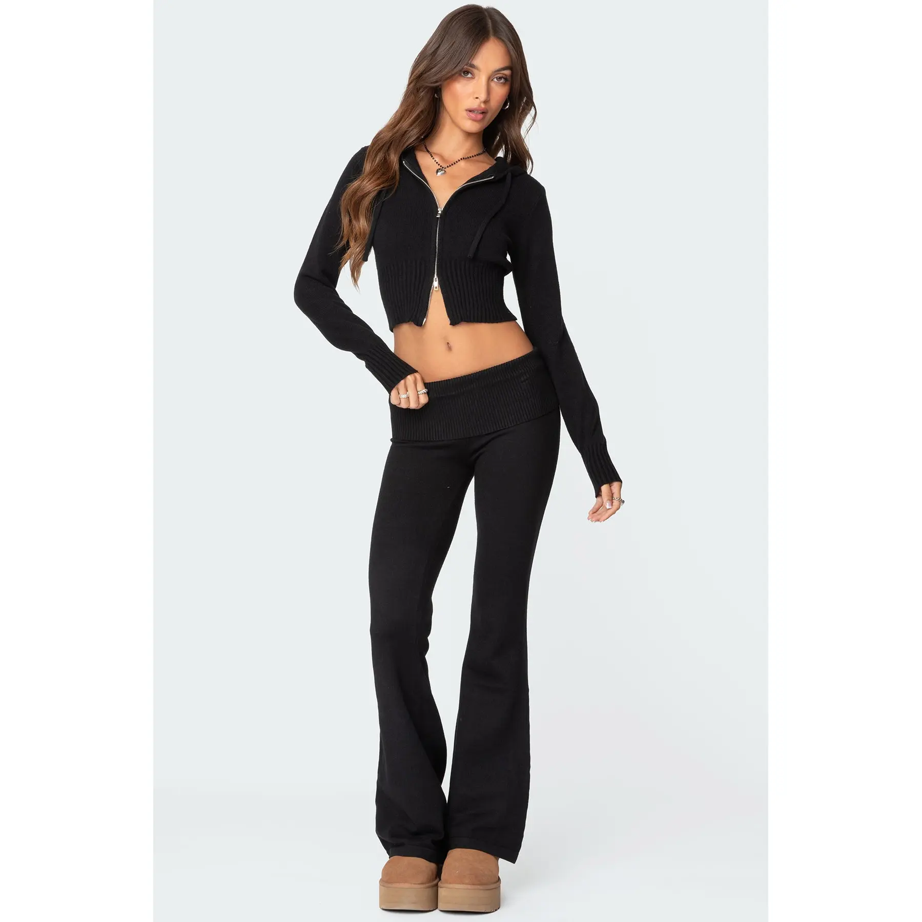 Desiree Knitted Low Rise Fold Over Pants Desiree Knitted Low Rise Fold Over Pants