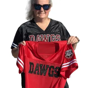 Sparkle Team Fan Jerseys - Red and Black Dawgs Design with White Stripes and Logo - Team Apparel