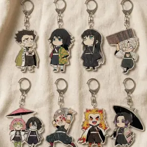 8 Ops Demon Slayer Acrylic Keychain, Chibi Hashira Bag Charm, Rengoku Giyu Shinobu Keychains