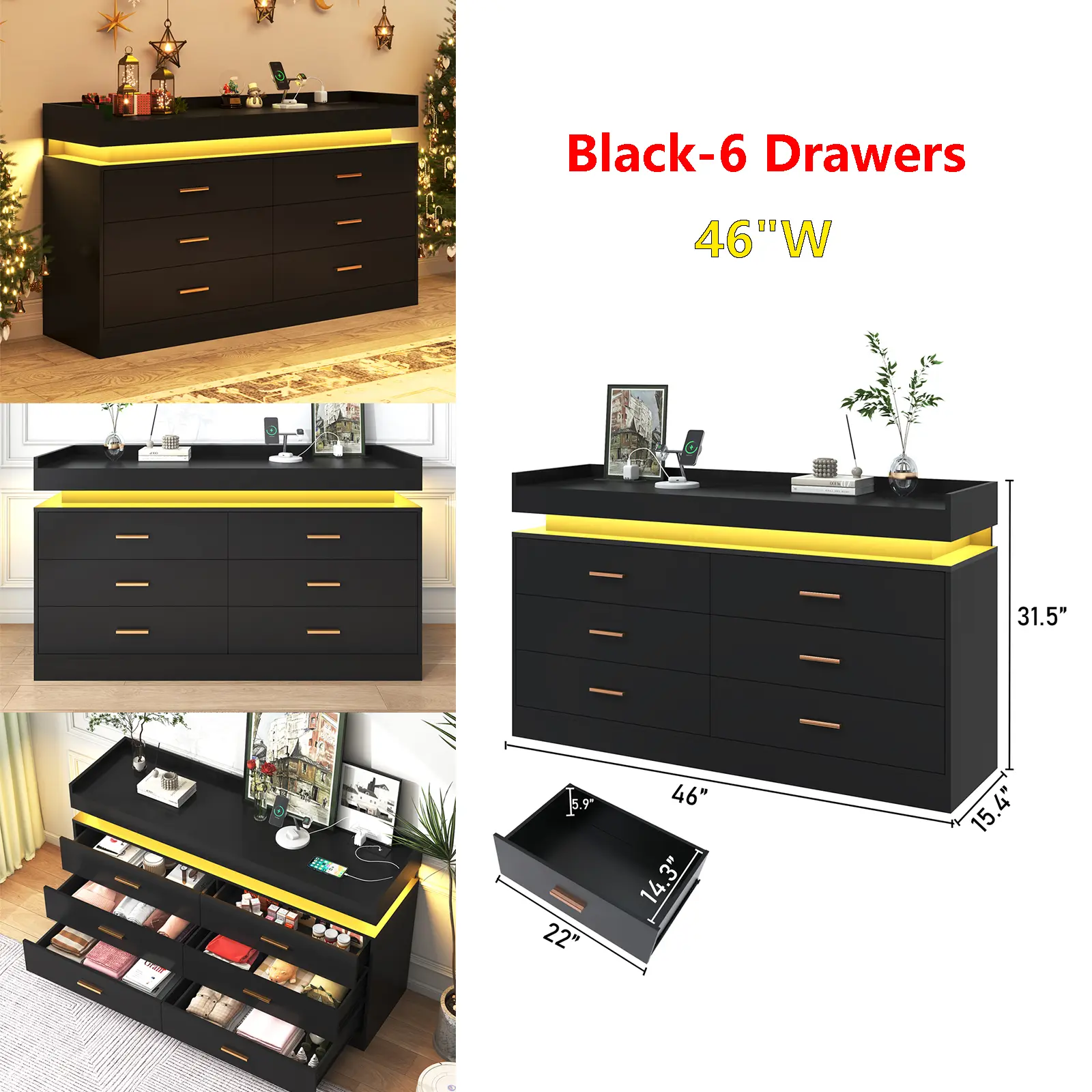 Black-46"W (6 Drawers)