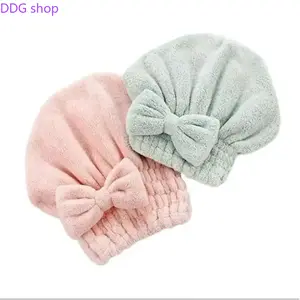 Women's 2-Piece/4-Piece Bow Decor Hair Drying Cap Set, Soft Fabric Ultra-Absorbent Reusable Hair Towel Wrap, 2pc Camping & Shower Bathroom Essential (Sports & Outdoor), 2 Piece Sets,summervibes