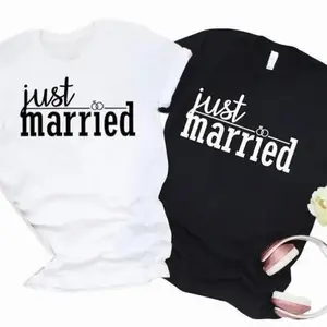 Just Married Couple Shirts, Matching Bride and Groom T-Shirts, Cute Honeymoon Outfits for Husband and Wife, Newlywed Wedding Gift Tops