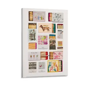 Trendy Vintage Matchbox Funky Matches Poster R Canvas Poster Bedroom Decor Sports Landscape Office Room Decor Gift Frames Ornaments Decoration Photo Wall Artistic Print Frame-Style