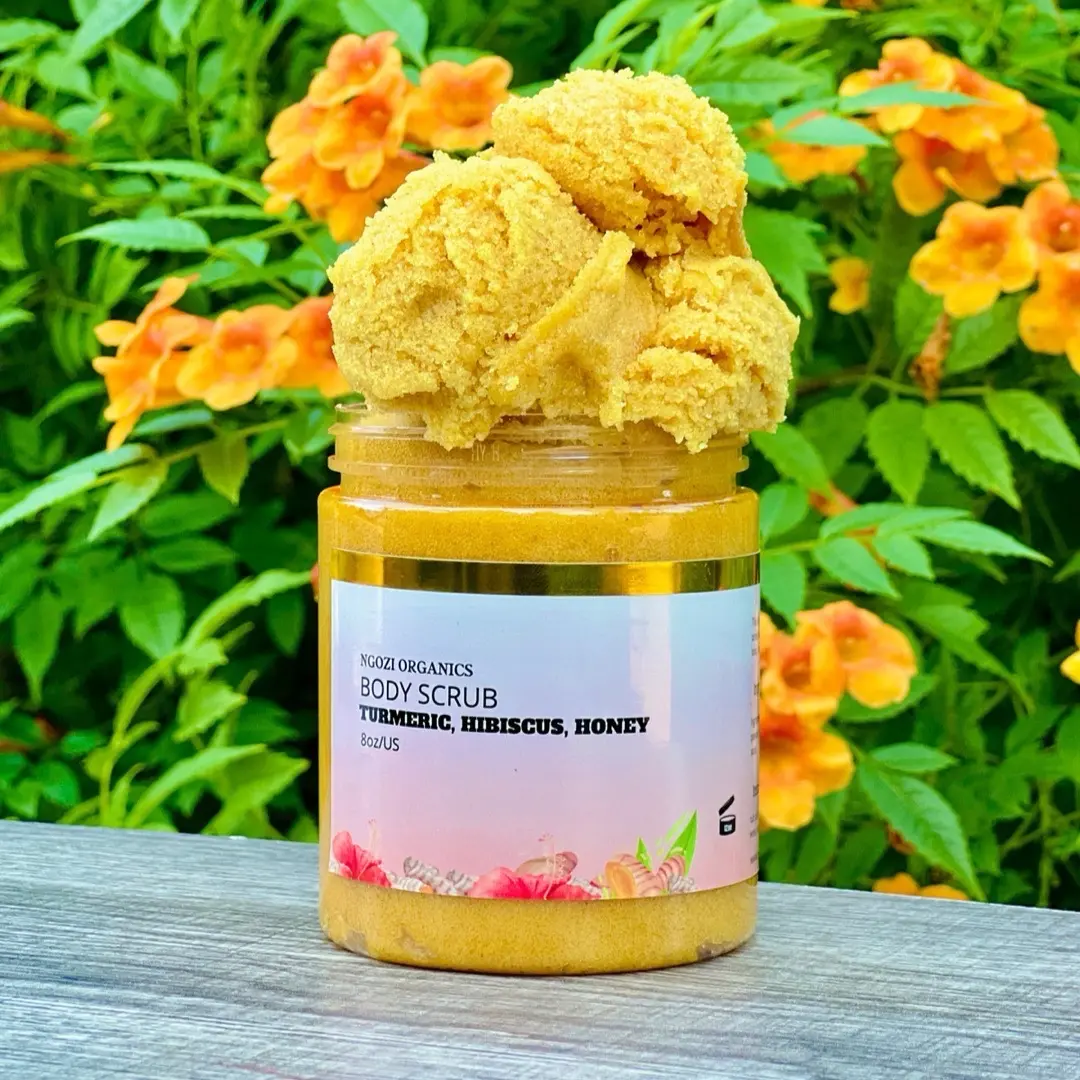 Turmeric, hibiscus, honey scrub