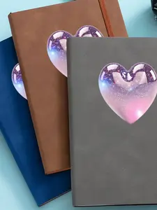 Heart-shaped gradient glitter decorative notebook suitable for meeting minutes, school, and office use.