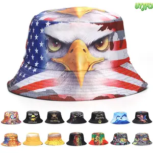 Eagle pattern patriotic American flag fisherman hat, Double Sided Patriotic Fisherman Hat, Unisex Sun protection bucket hat, Ideal for 4th of July Celebrations, Beach, Fishing, Outdoor Activities and Daily Wear beach outfits summervibes