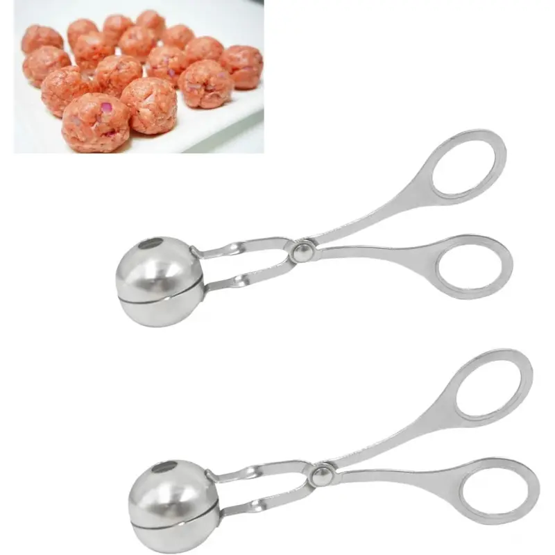 2 Pack Stainless Steel Meat Baller Ball Maker Meatball Scoop None-Stick Baller Tongs Meat Ball Maker Mold Cake Pop,Ice Tongs,Cookie Dough Scoop for Kitchen Cooking Kitchenware Kitchen Gadgets