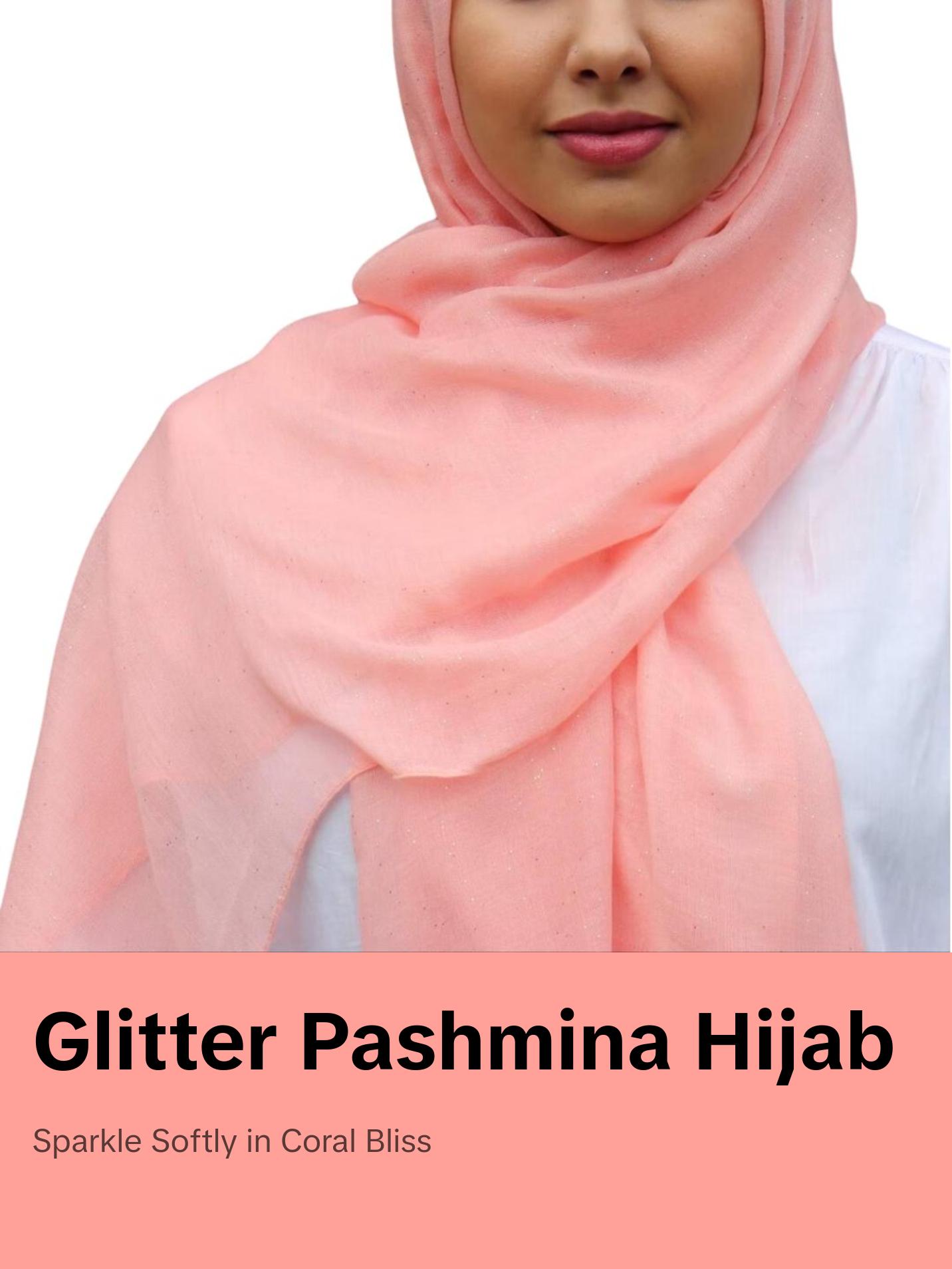 Cotton Viscose Hijab with Glitter - Coral