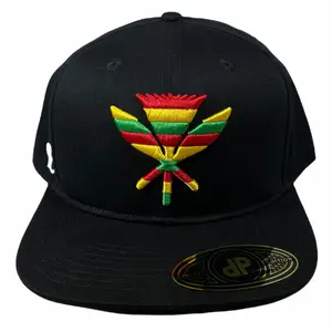 ANXD Rasta Kahili Black Snapback Hat | 58cm Adjustable | 3D Puff Embroidery | Double Portion Supply